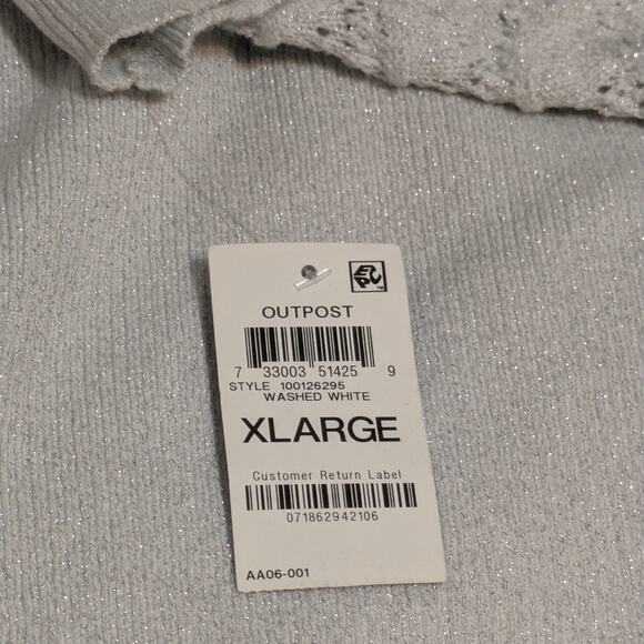 INC International Concepts Silver Metallic Ruffled Puff Sleeve Sweater XL - Picture 7 of 9